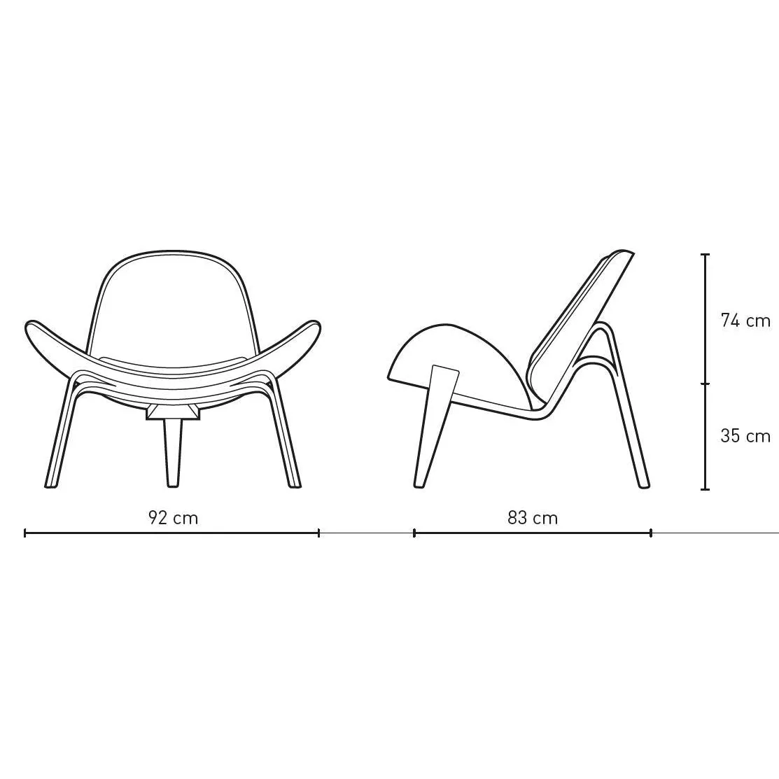 Carl Hansen Ch07 Shell Chair, Oiled Oak/Black Leather Thor 301