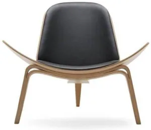 Carl Hansen Ch07 Shell Chair, Oiled Oak/Black Leather Thor 301