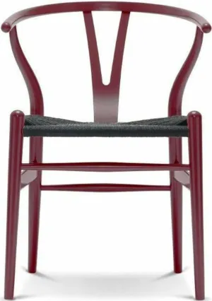 Carl Hansen Ch24 Y Chair Chair Black Paper Cord, Beech/Berry Red