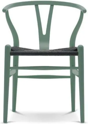Carl Hansen Ch24 Y Chair Chair Black Paper Cord, Beech/Petrol Green