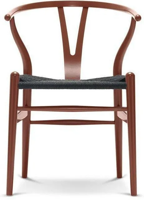 Carl Hansen Ch24 Y Chair Chair Black Paper Cord, Beech/Red Brown