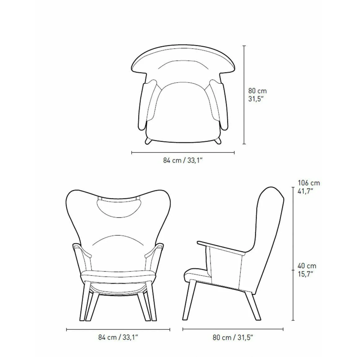 Carl Hansen Ch78 Mama Bear Lounge Chair, Oak Oiled/Blue Fiord 0782