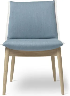 Carl Hansen E004 Embrace Chair, White Oiled Oak, Light Blue Fabric