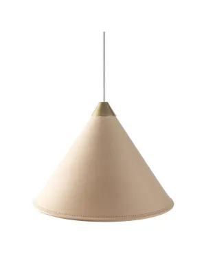Cuero Namibia Pendant  35 Cm, Crude Nature/Brass With White Cable