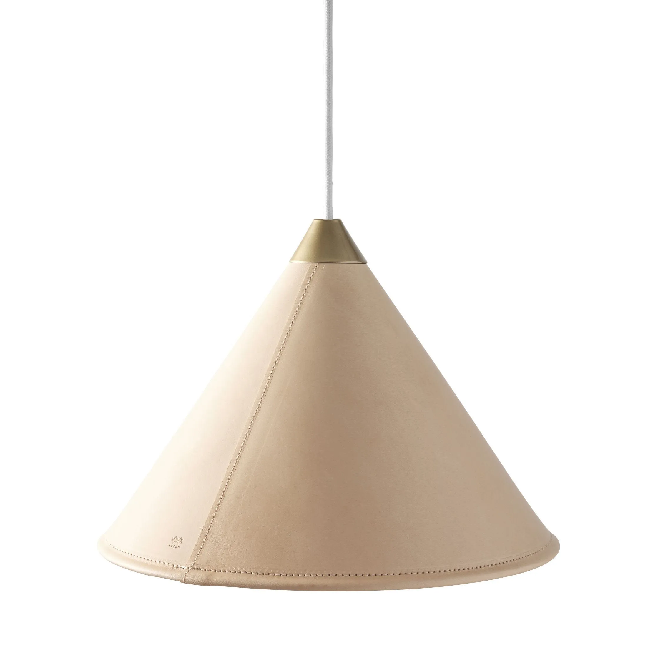 Cuero Namibia Pendant  35 Cm, Crude Nature/Brass With White Cable