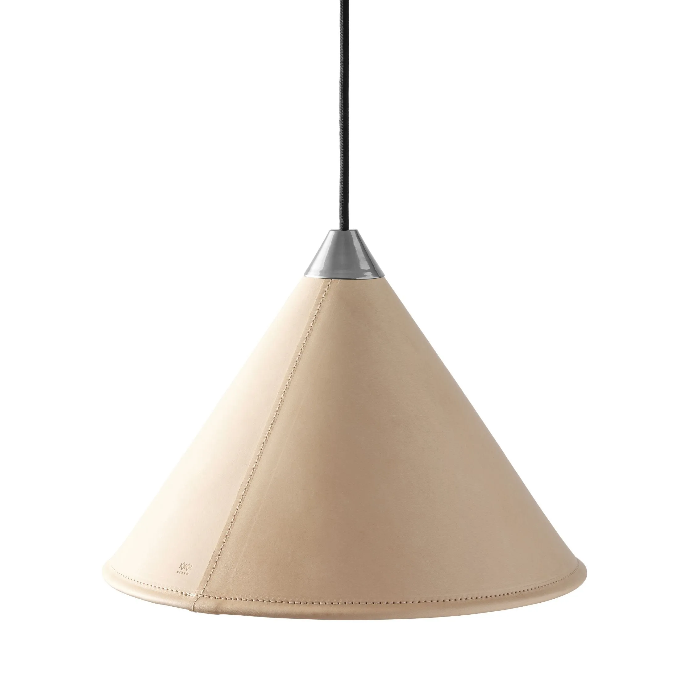 Cuero Namibia Pendant  45 Cm, Crude Nature/Chrome With Black Cable