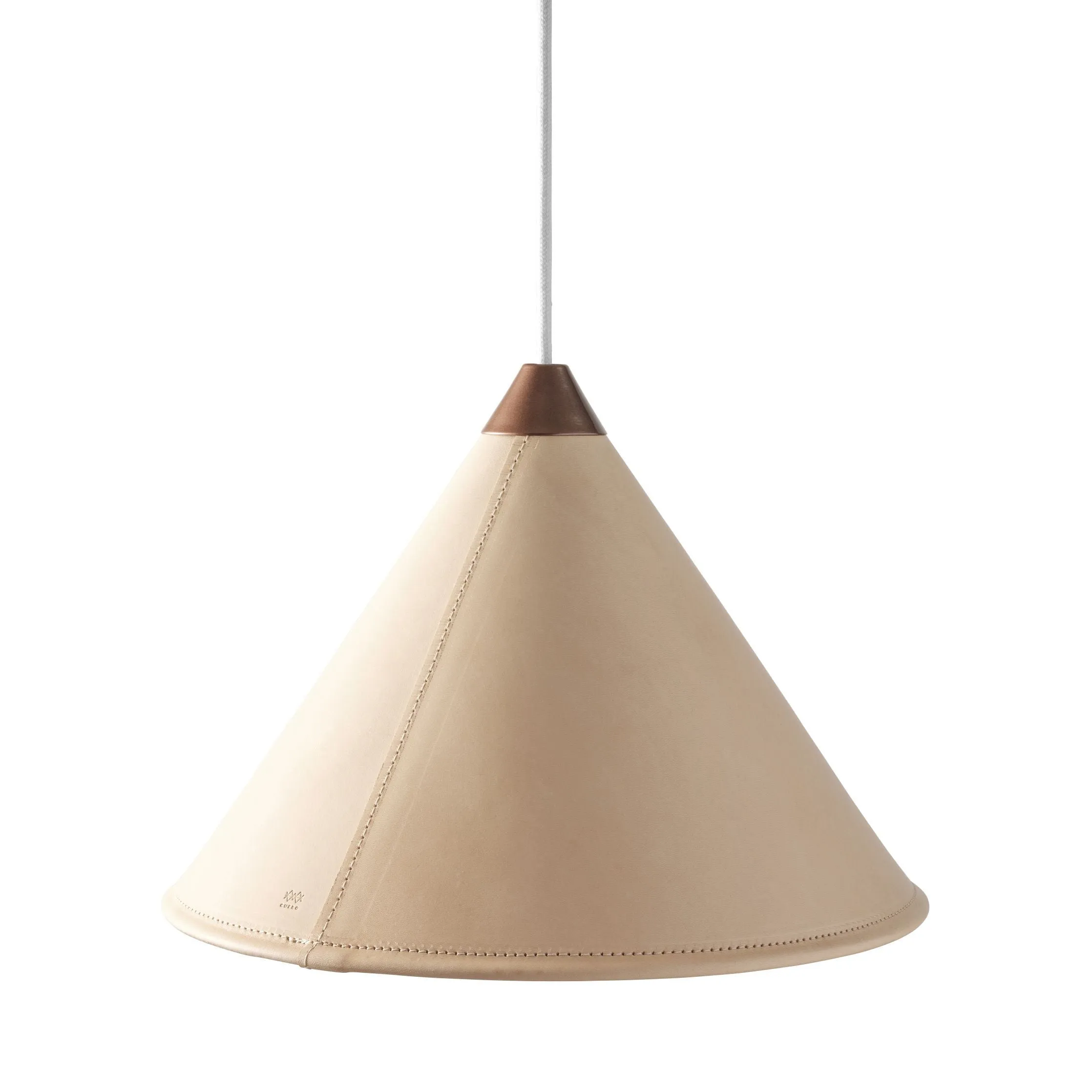 Cuero Namibia Pendant  45 Cm, Crude Nature/Copper With White Cable