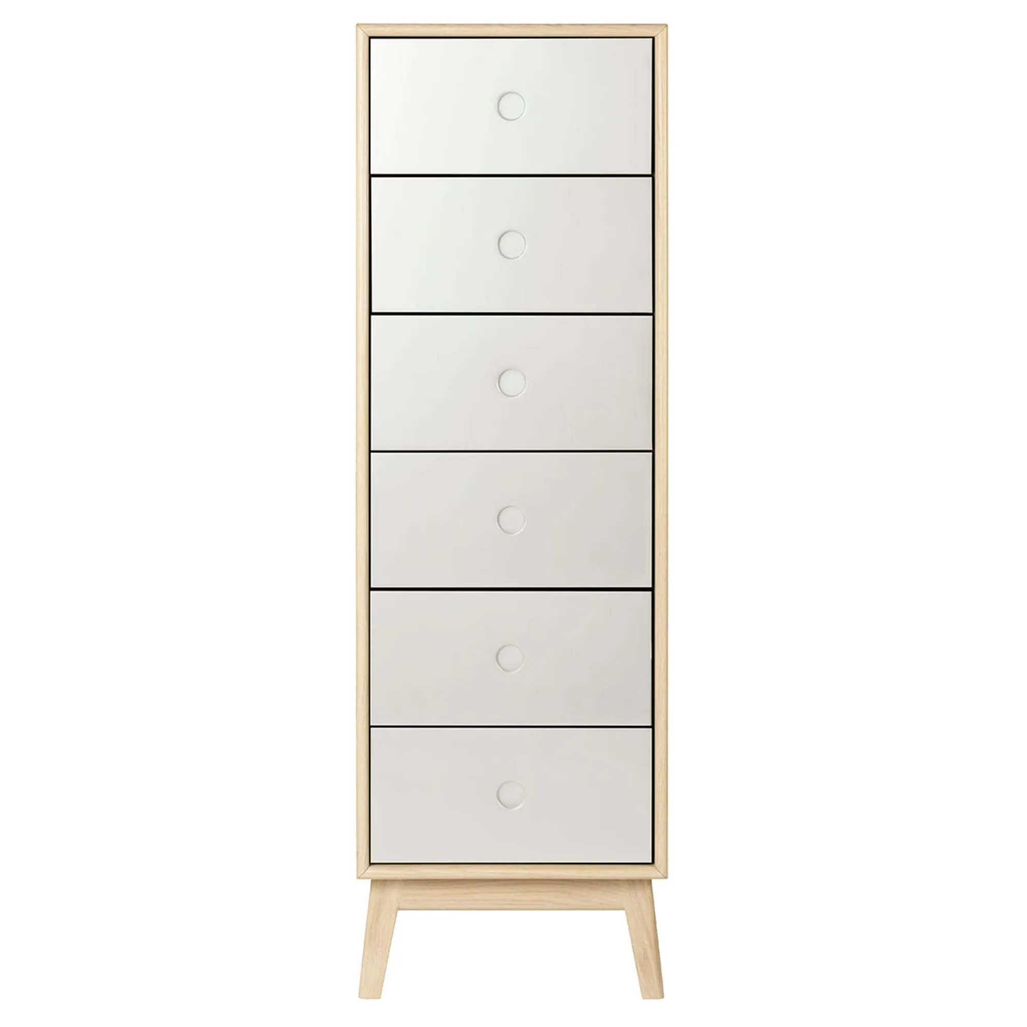 Fdb Mbler F23 Butler High Chest Of Drawers, Natural/White
