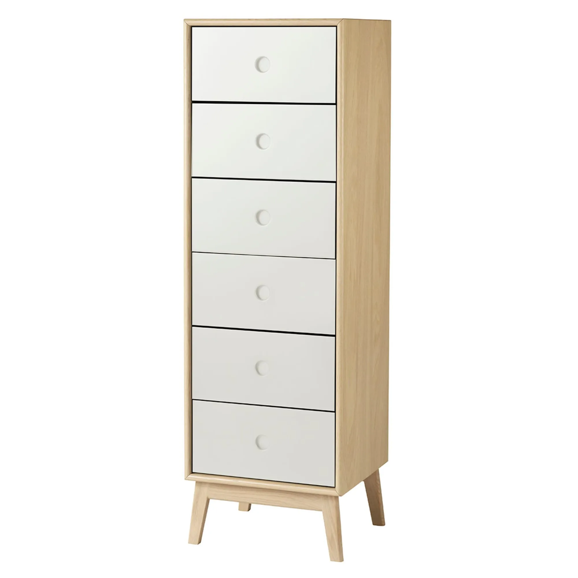 Fdb Mbler F23 Butler High Chest Of Drawers, Natural/White