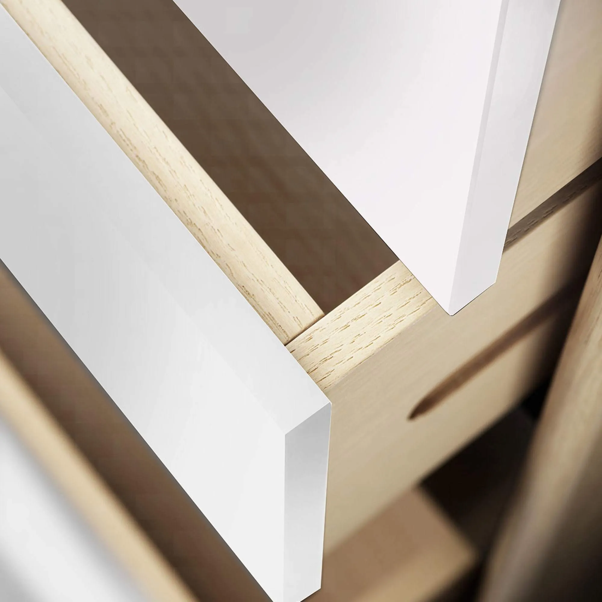 Fdb Mbler F23 Butler High Chest Of Drawers, Natural/White