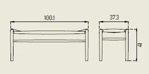 Fdb Mbler J83 B Bkmark Bench, Black/Natural Braid