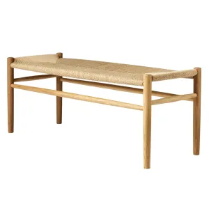 Fdb Mbler J83 B Bkmark Bench, Matt Lacquered Oak/Natural Wicker