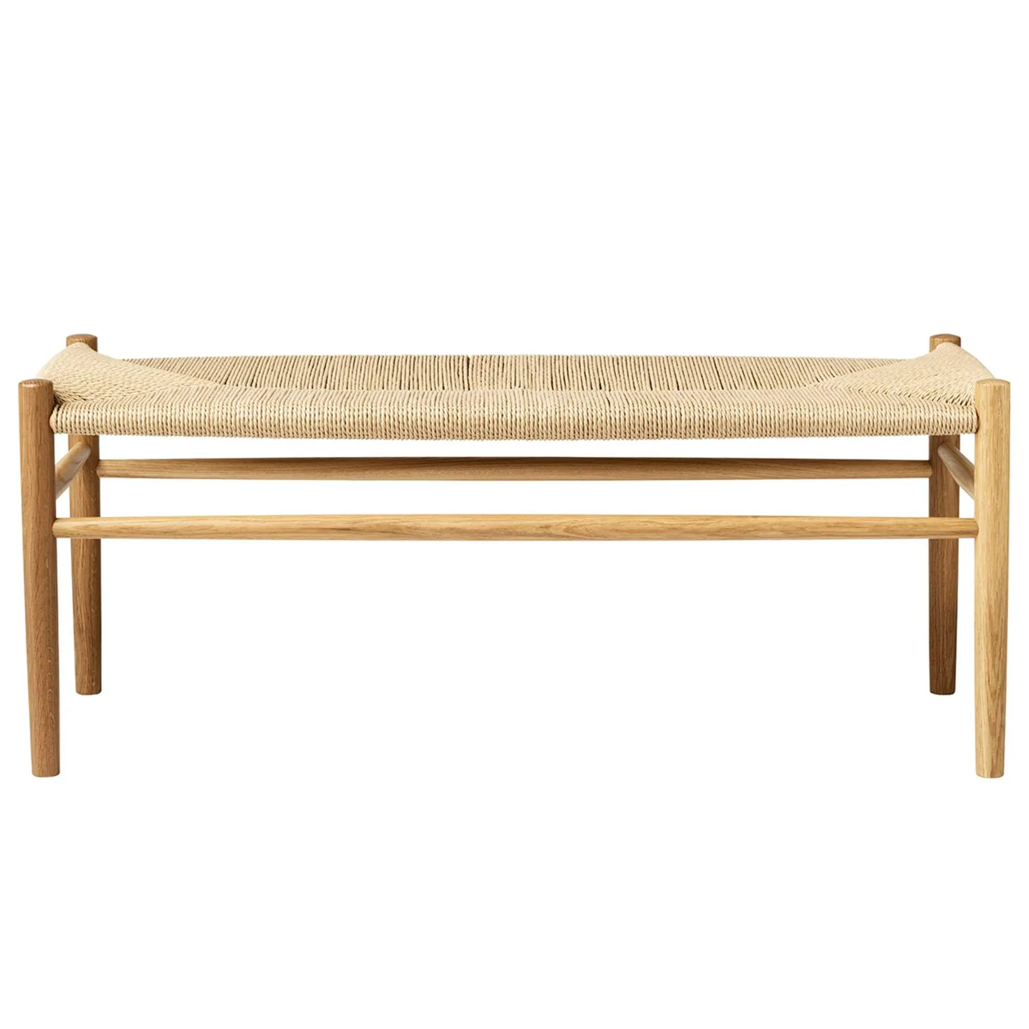 Fdb Mbler J83 B Bkmark Bench, Matt Lacquered Oak/Natural Wicker
