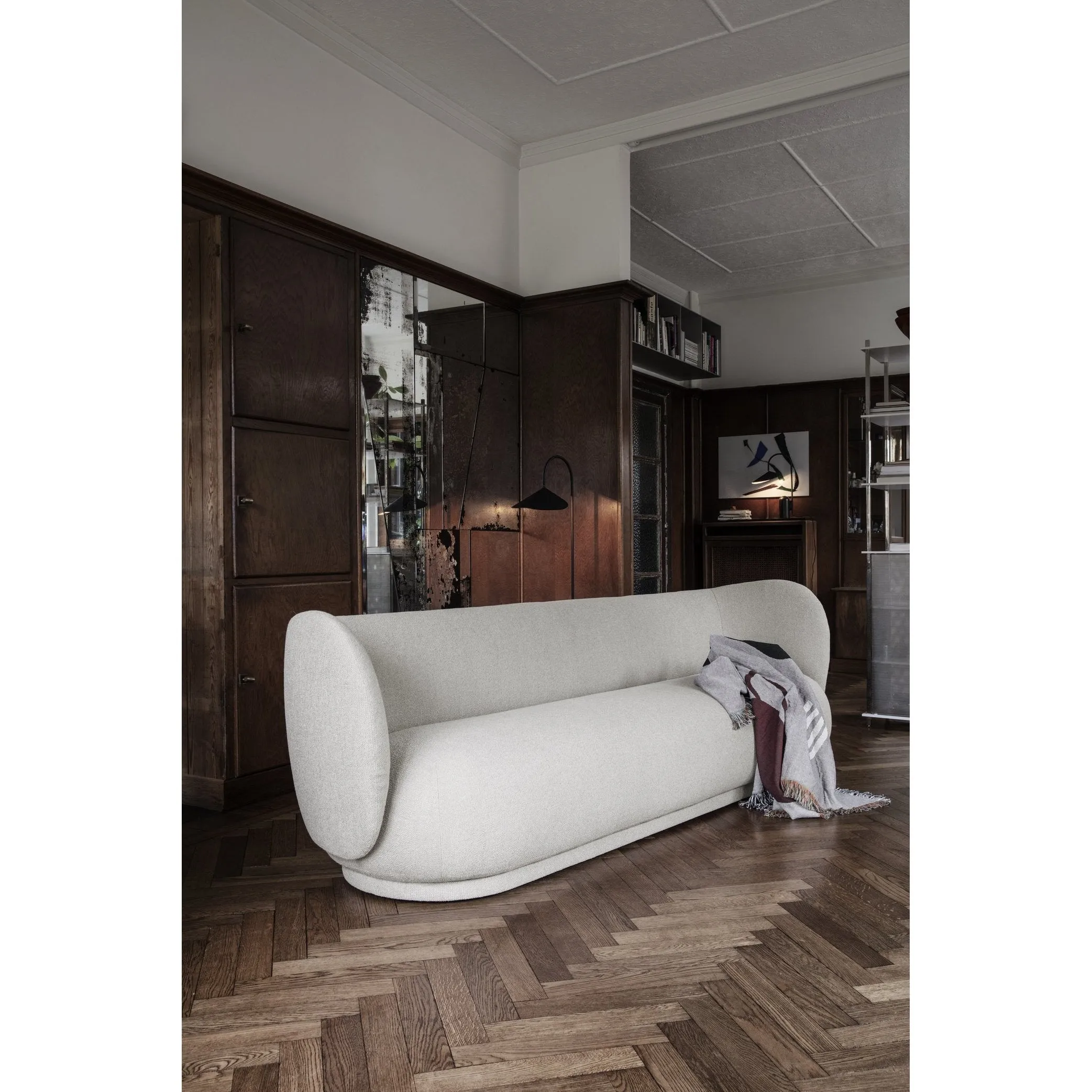 Ferm Living Rico Sofa Sand Velvet, 3 Seater