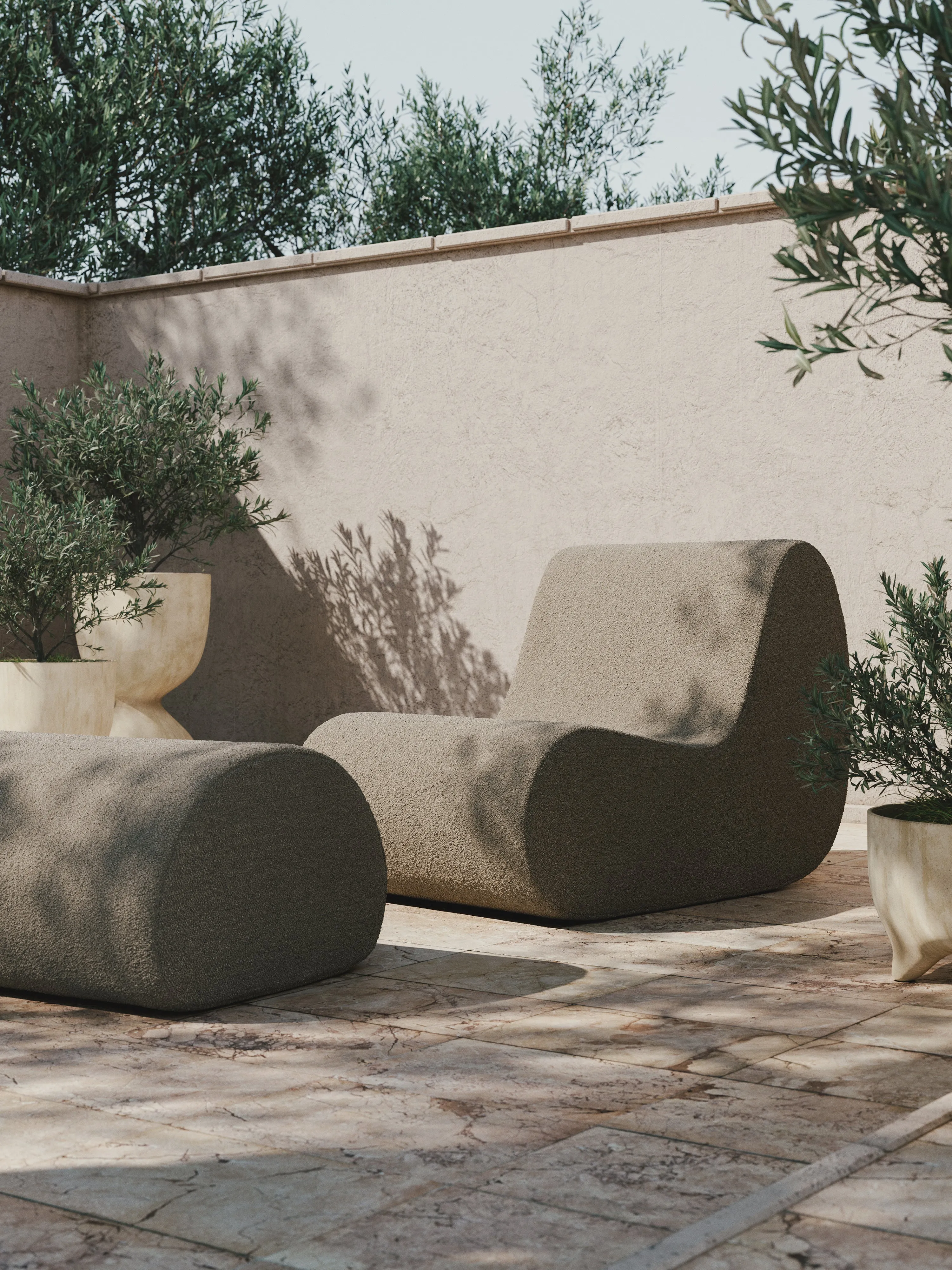Ferm Living Rouli Pouf Pure Boucl Sand