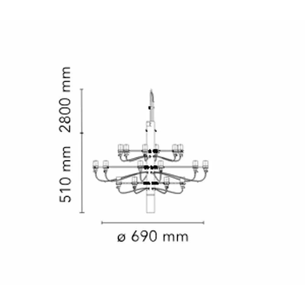 Flos 2097/18 Clear Chandelier, Brass