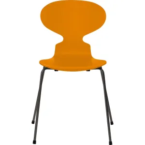 Fritz Hansen Ant Chair Lacquered Burnt Yellow Shell, Warm Graphite Base