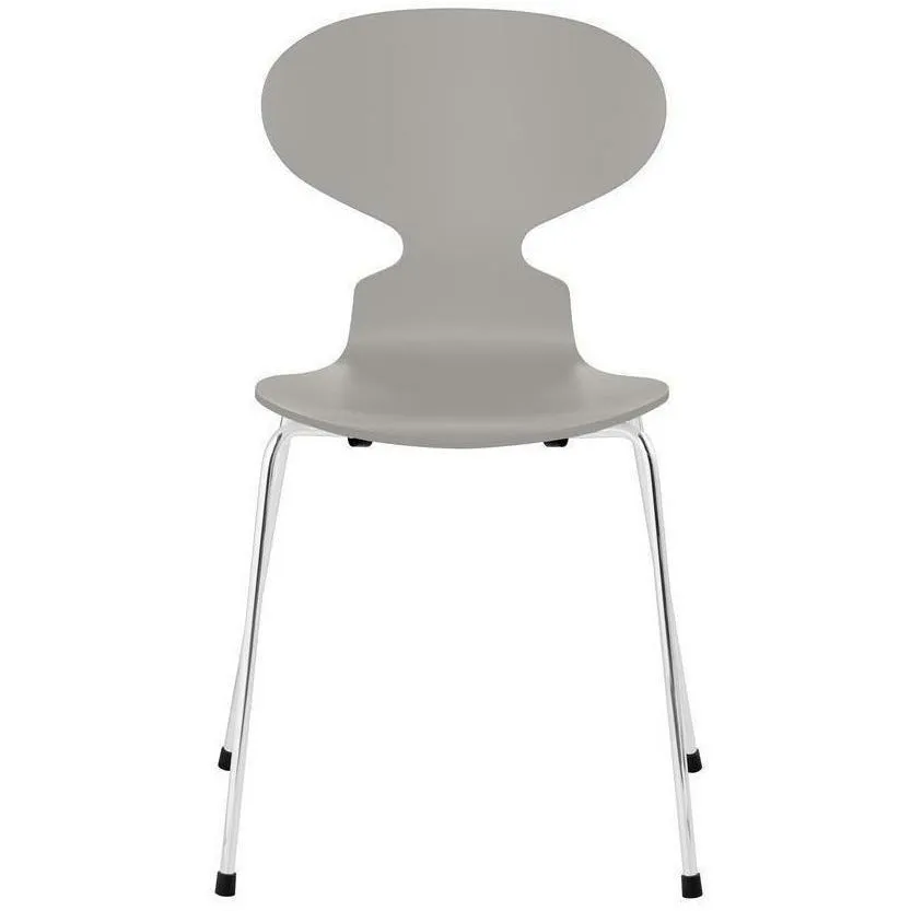 Fritz Hansen Ant Chair Lacquered Nine Grey Shell, Chrome Plated Steel Base