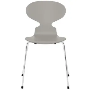 Fritz Hansen Ant Chair Lacquered Nine Grey Shell, Chrome Plated Steel Base