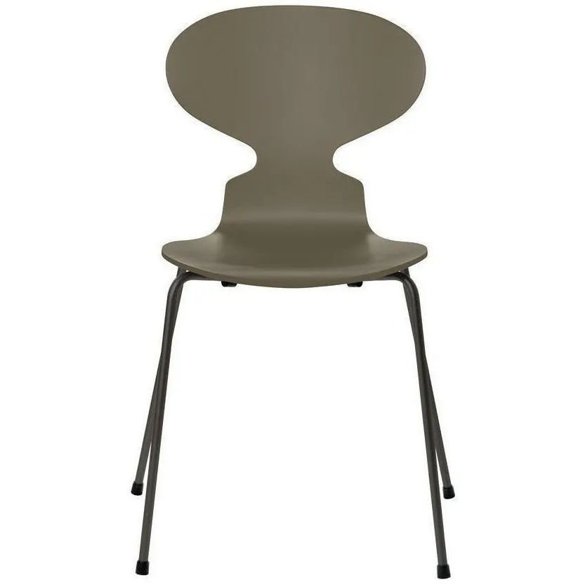 Fritz Hansen Ant Chair Lacquered Olive Green Bowl, Warm Graphite Base
