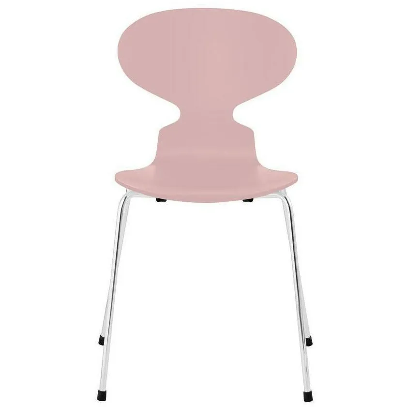 Fritz Hansen Ant Chair Lacquered Pale Rose Bowl, Chrome Plated Steel Base