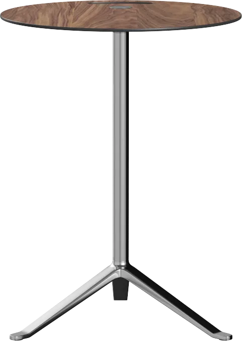 Fritz Hansen Ks12 Little Friend Table, Polished Aluminium/Walnut Laminate