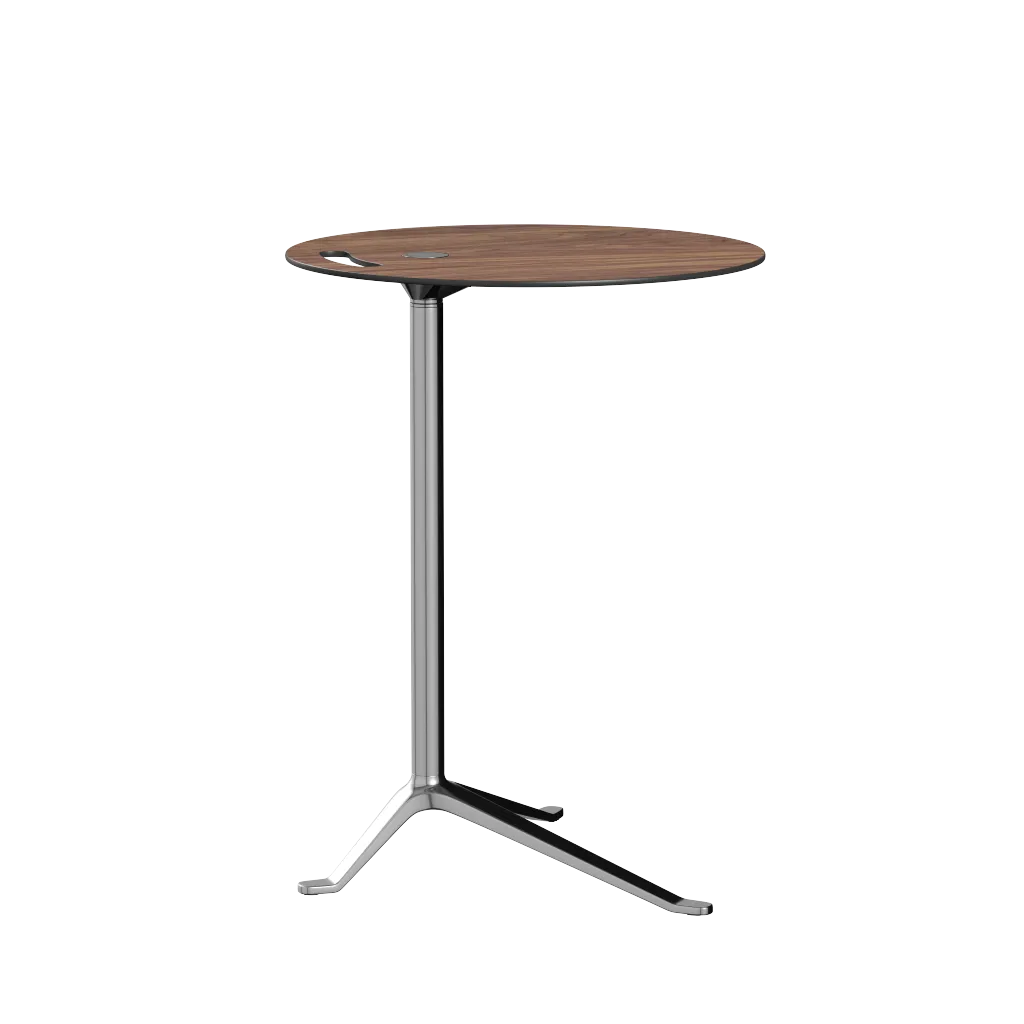 Fritz Hansen Ks12 Little Friend Table, Polished Aluminium/Walnut Laminate