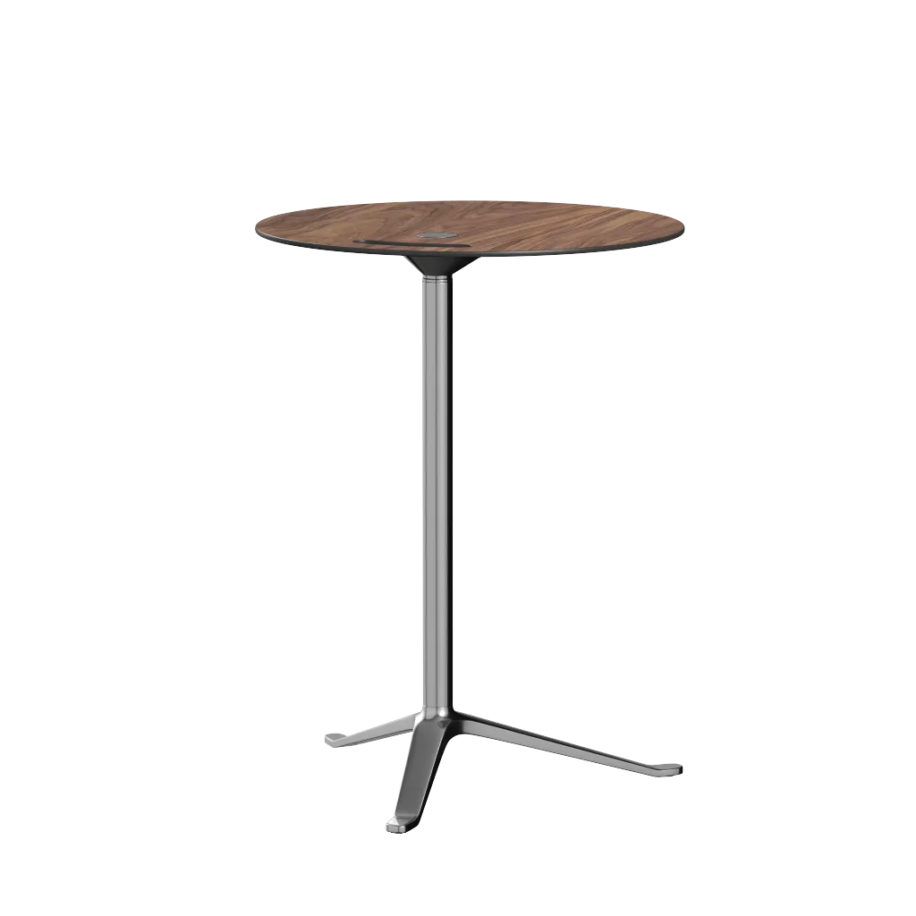 Fritz Hansen Ks12 Little Friend Table, Polished Aluminium/Walnut Laminate