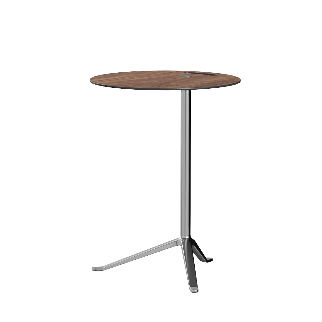 Fritz Hansen Ks12 Little Friend Table, Polished Aluminium/Walnut Laminate