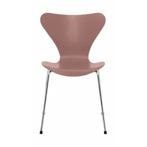 Fritz Hansen Series 7 Chair Colored Ash Wild Rose Bowl, Chromed Steel Base