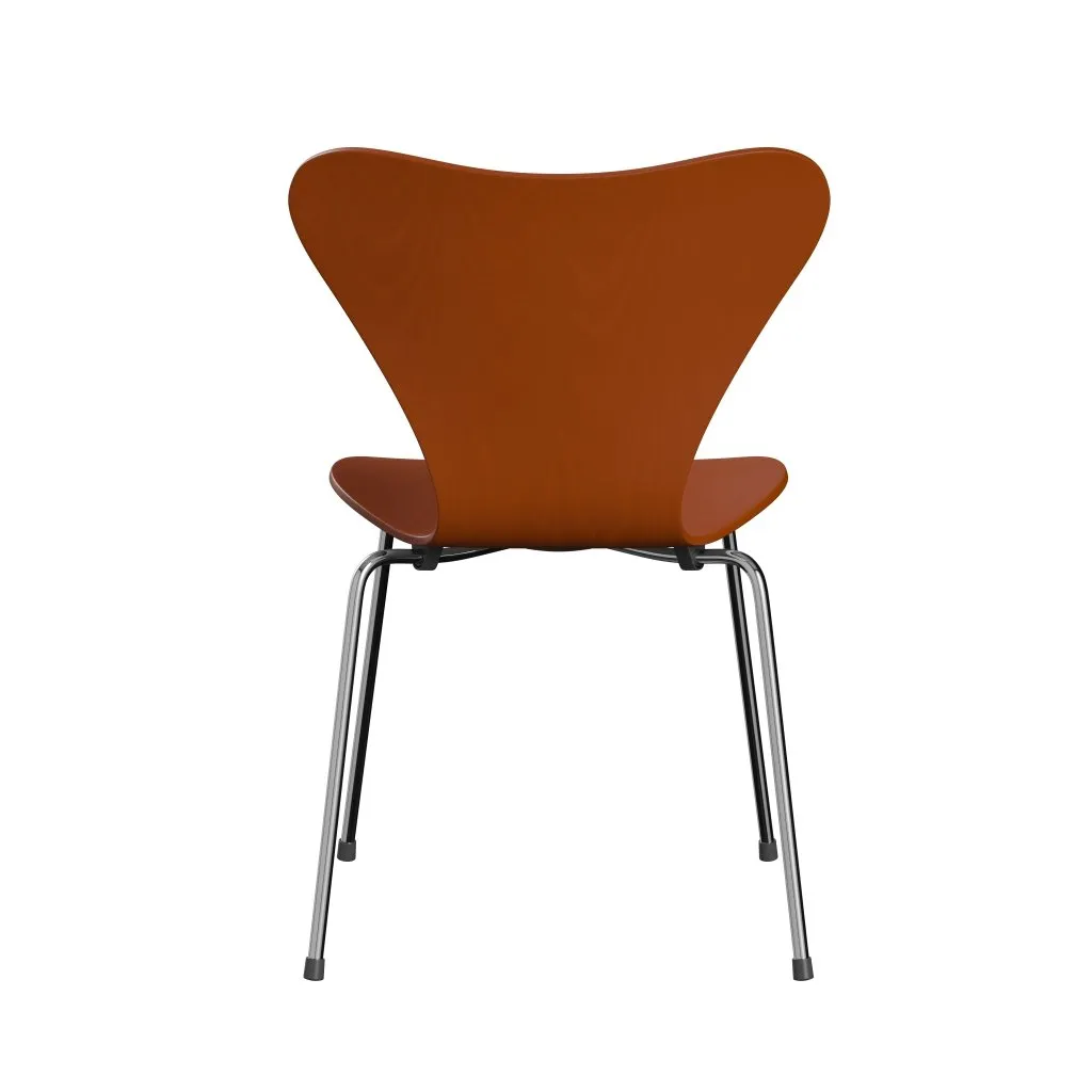 Fritz Hansen Series 7 Chair Unupholstered, Chrome/Dyed Ash Paradise Orange