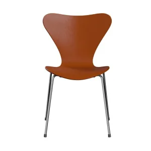 Fritz Hansen Series 7 Chair Unupholstered, Chrome/Dyed Ash Paradise Orange