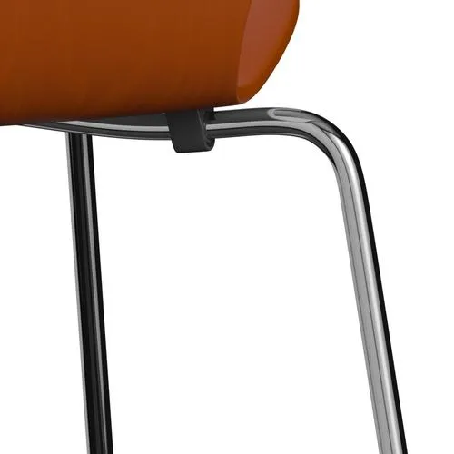 Fritz Hansen Series 7 Chair Unupholstered, Chrome/Dyed Ash Paradise Orange
