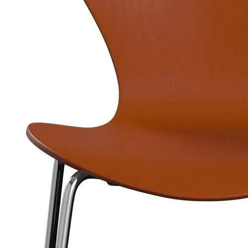 Fritz Hansen Series 7 Chair Unupholstered, Chrome/Dyed Ash Paradise Orange