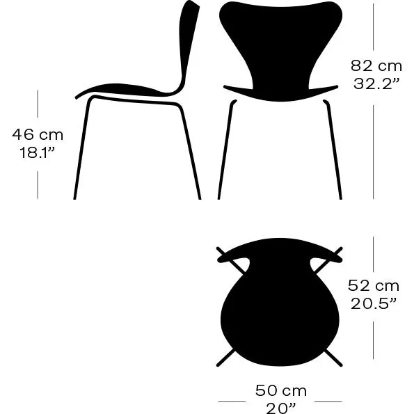 Fritz Hansen Series 7 Chair Unupholstered, Chrome/Dyed Ash White