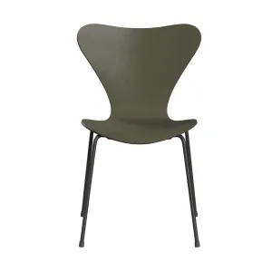Fritz Hansen Series 7 Chair Unupholstered, Warm Graphite/Dyed Ash Olive Green