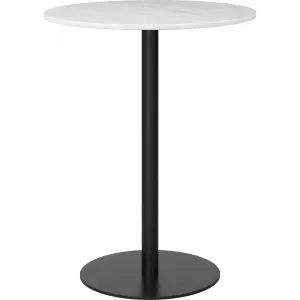 Gubi 1.0 Bar Table Round Black Base White Carrara Marble 80cm