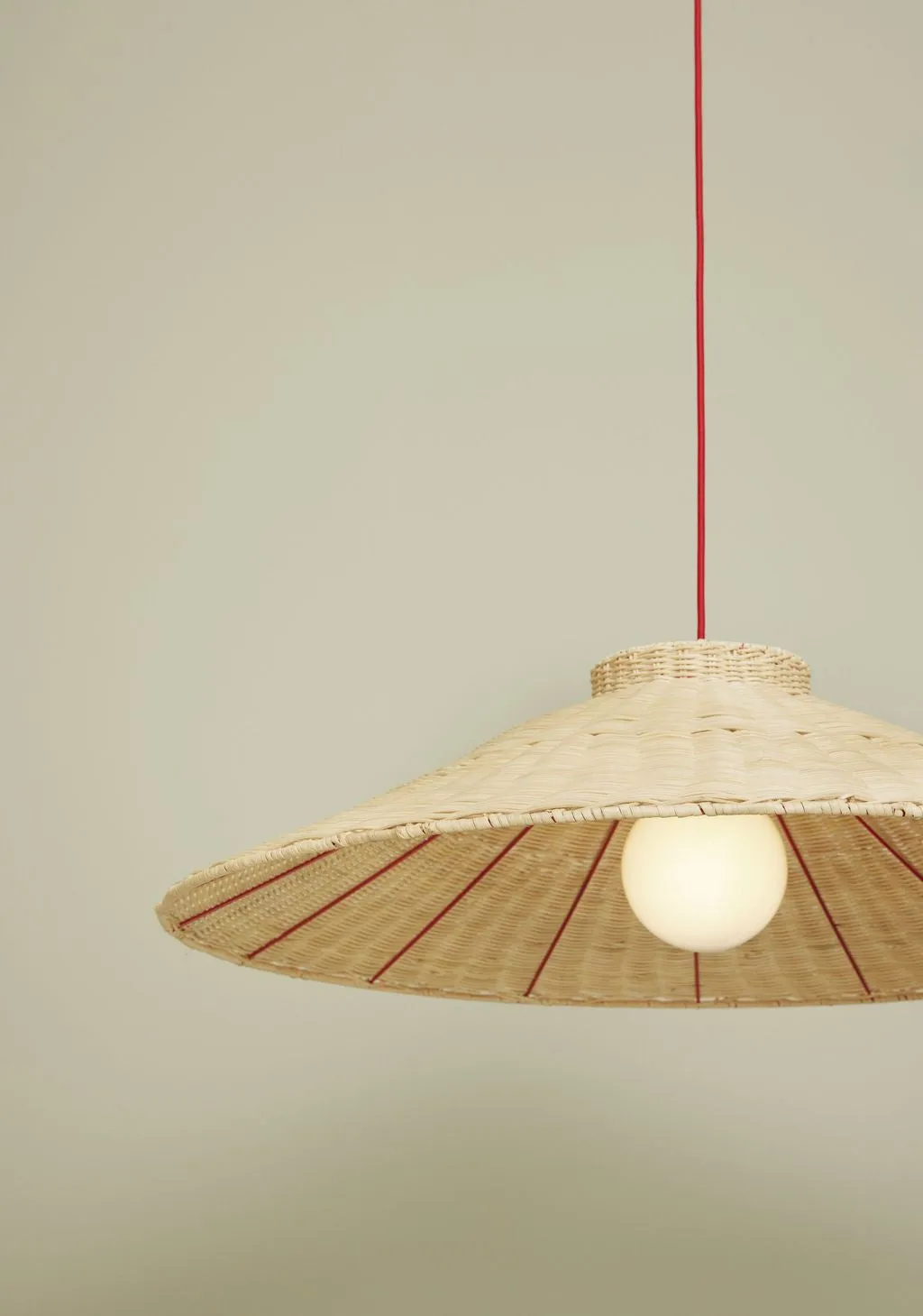 Hbsch Chand Ceiling Lamp, Natural/Red