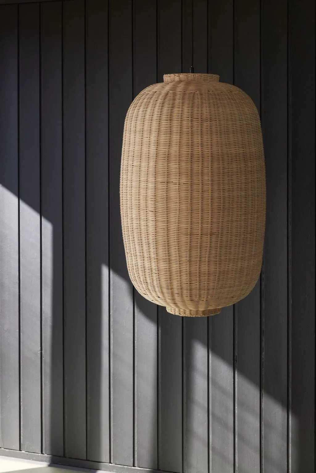 Hbsch Chand Oval Ceiling Lamp, Black/Natural
