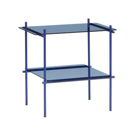 Hbsch Niche Table Square Metal/Glass Blue