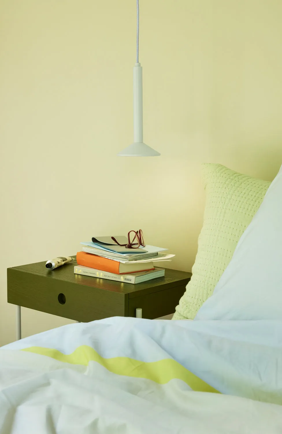Hbsch Noir Bedside Table, Green/White