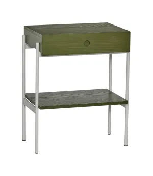 Hbsch Noir Bedside Table, Green/White