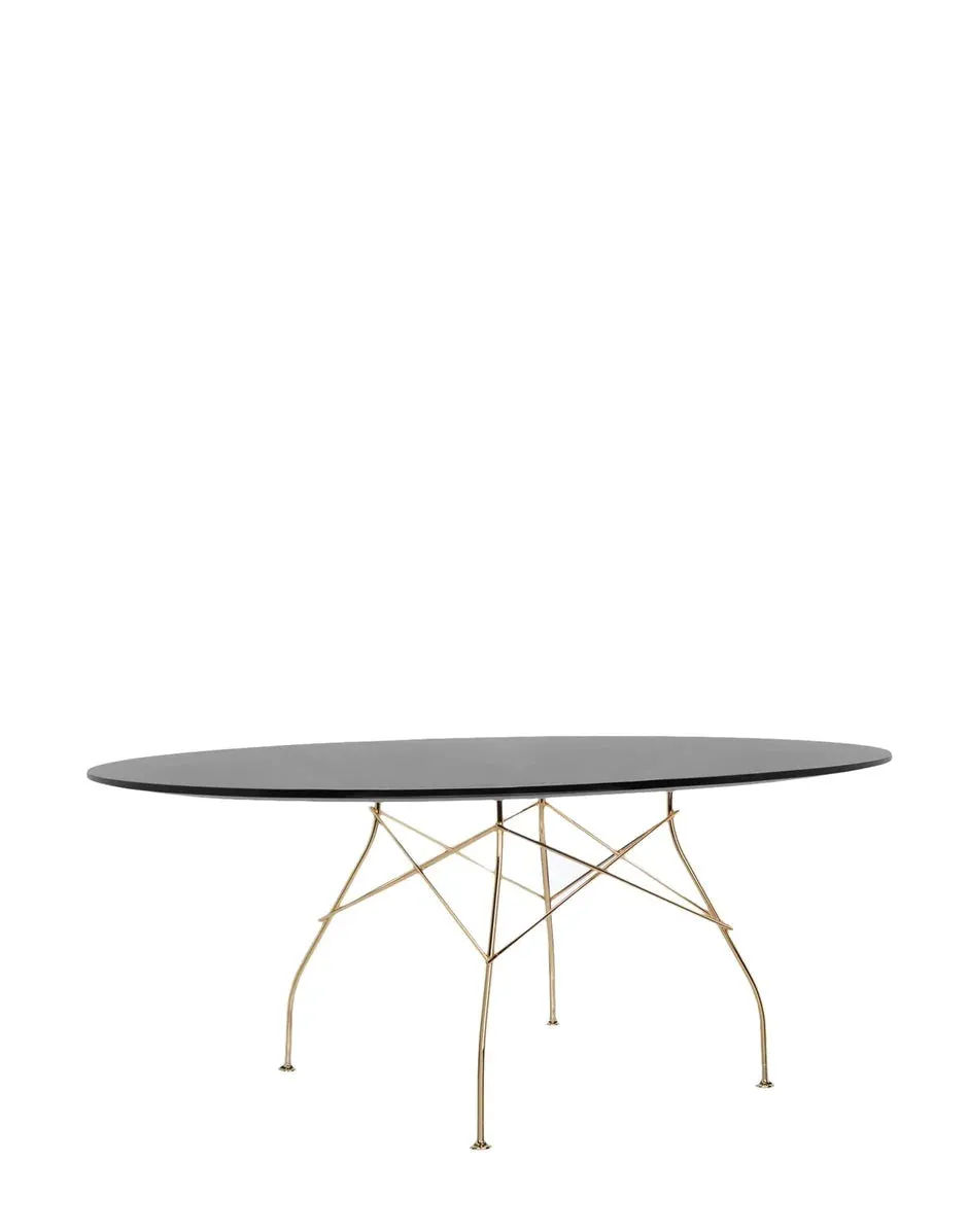 Kartell Glossy Table Oval Lacquered, Gold/Black