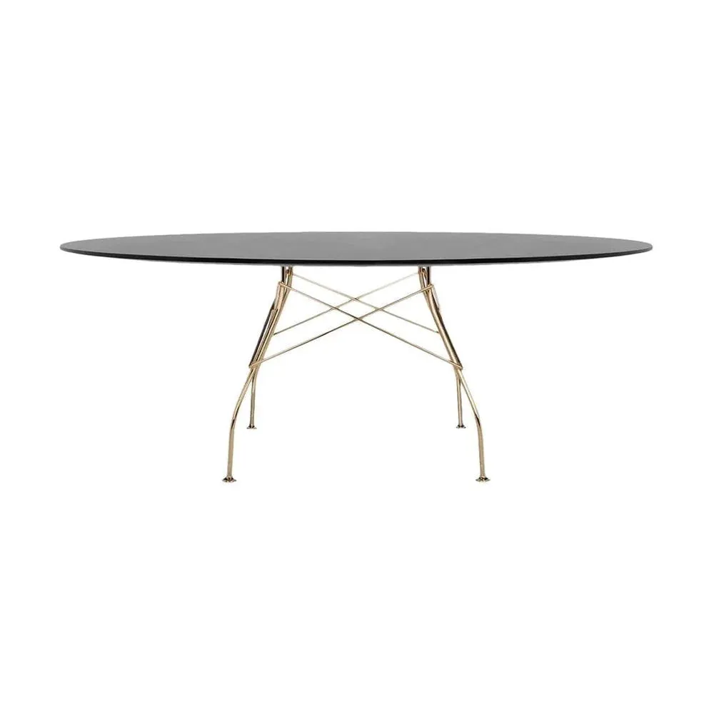 Kartell Glossy Table Oval Lacquered, Gold/Black