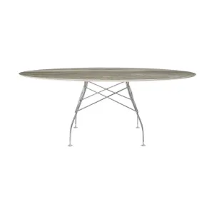 Kartell Glossy Table Oval Marble, Chrome/Tropical Grey