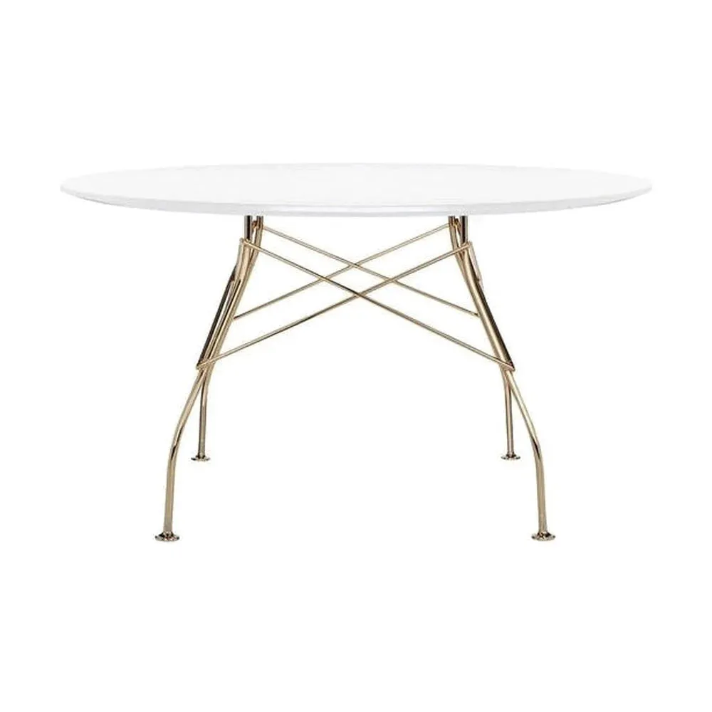 Kartell Glossy Table Round Lacquered, Gold/White