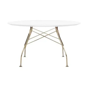 Kartell Glossy Table Round Lacquered, Gold/White