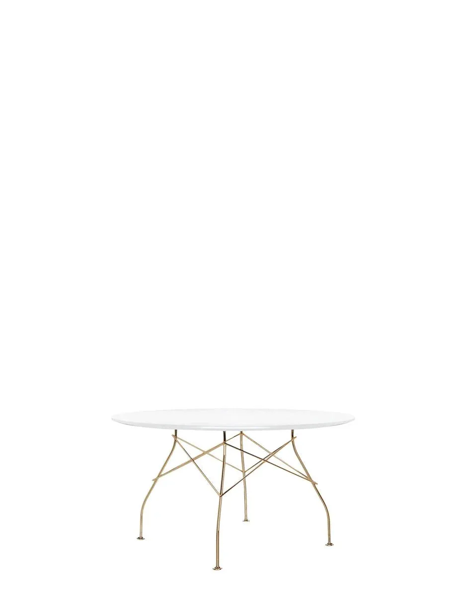 Kartell Glossy Table Round Lacquered, Gold/White
