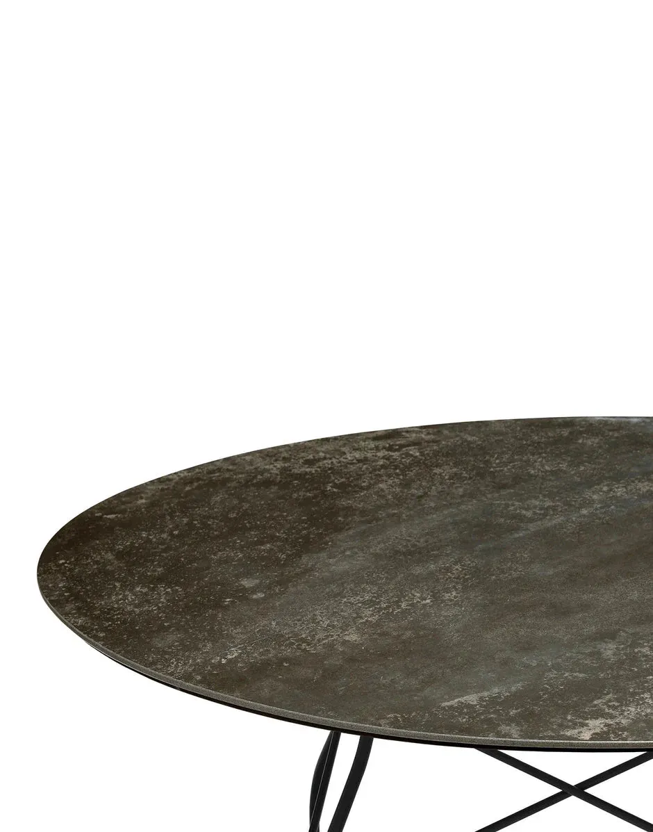 Kartell Glossy Table Round Marble, Matt Black/Aged Bronze
