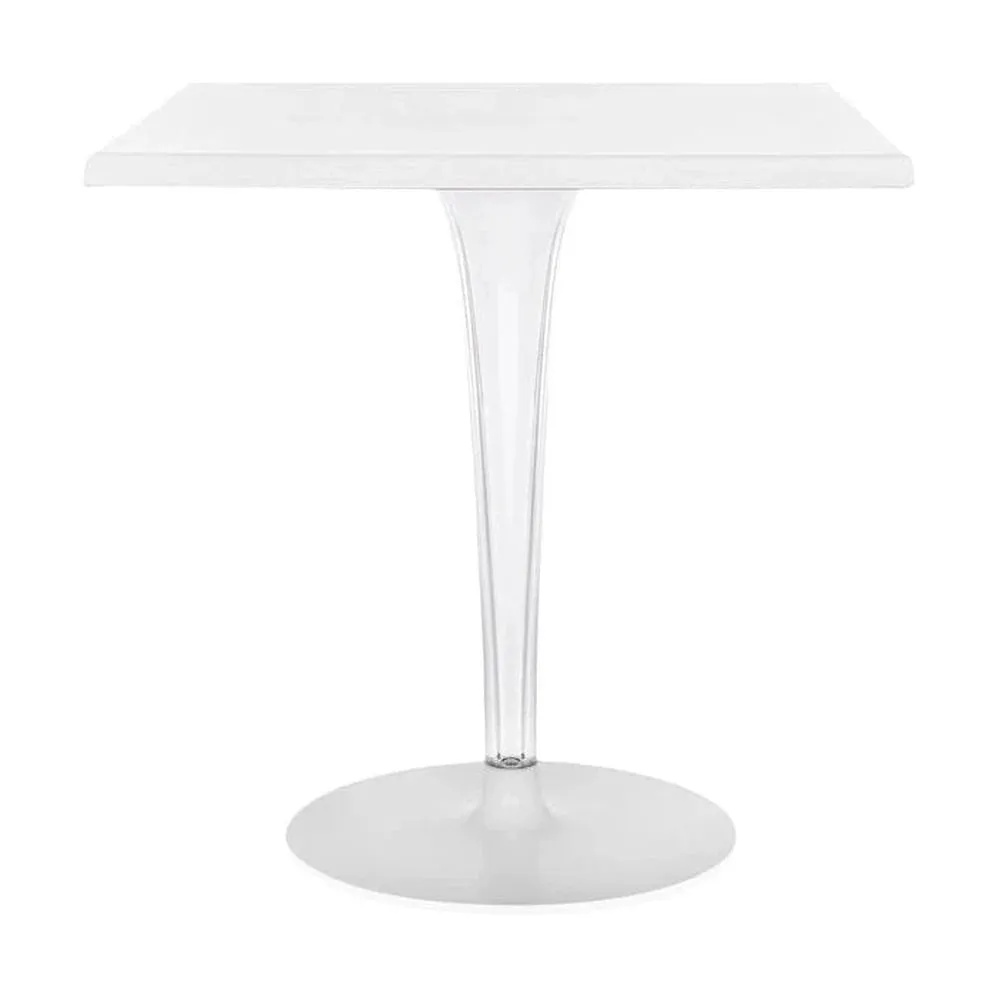 Kartell Top Top Table Per Dr. Yes Square With Round Base 70x70 Cm, White